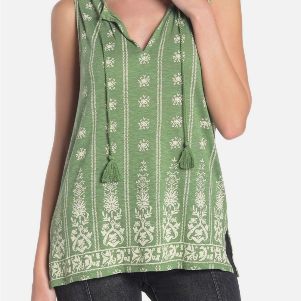 Lucky Brand Green Mixed Print Tank Top